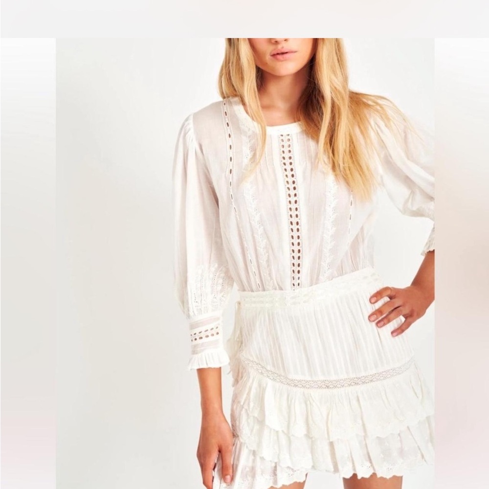 Loveshack Fancy Elegant White Lace Dress